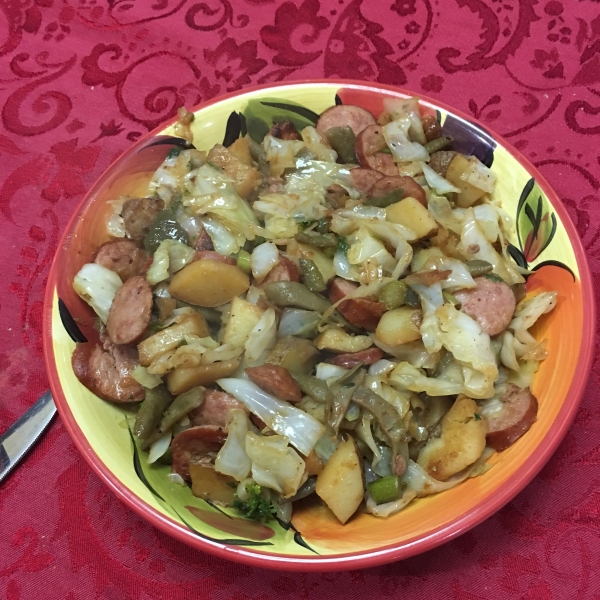 Skillet Ham, Cabbage and Potatoes