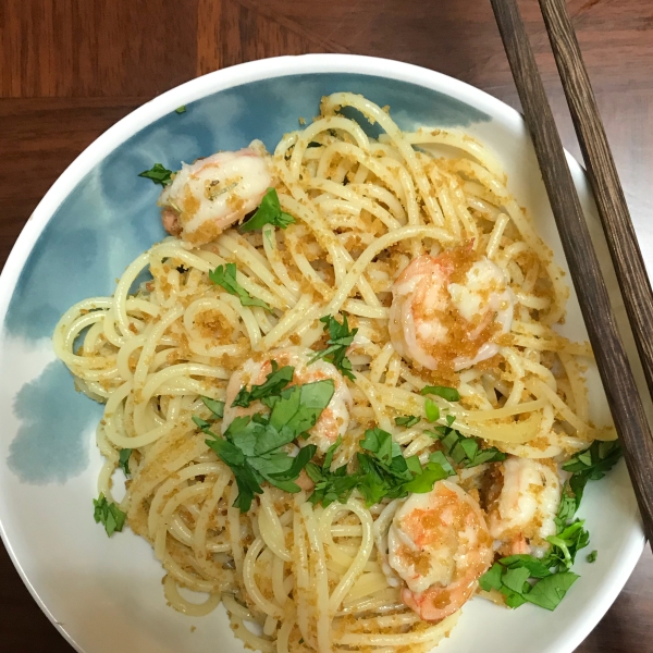 Shrimp Spaghetti with Crumbs