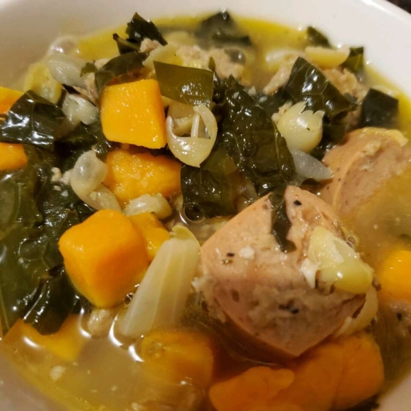 Almost Tuscan Sausage and Kale Soup