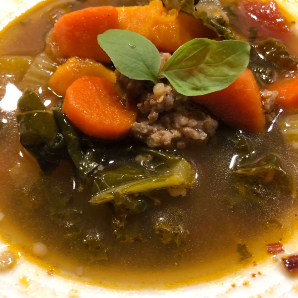 Almost Tuscan Sausage and Kale Soup