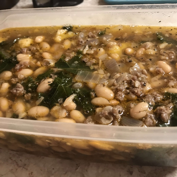 Almost Tuscan Sausage and Kale Soup