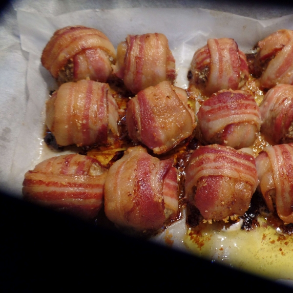 Giant Bacon-Wrapped Meatballs