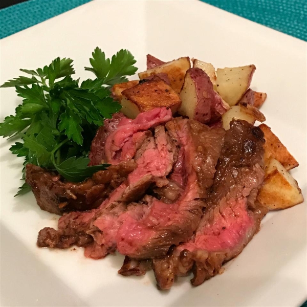 Grilled Skirt Steak with Roasted Potatoes
