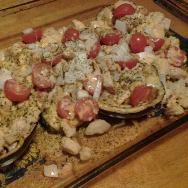 Eggplant Stuffed with Chicken and Cheese