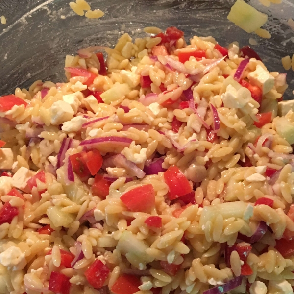 Orzo with Feta, Cucumber and Tomato