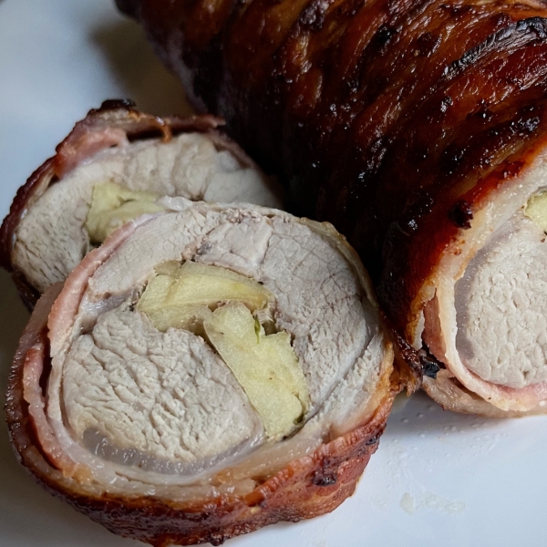 Bacon-Wrapped Pork Tenderloin with Apple Stuffing