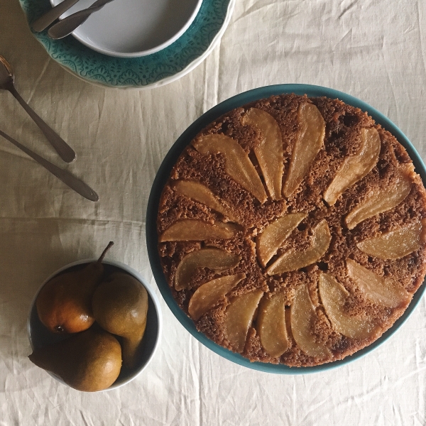 Pear Upside-Down Graham Cake