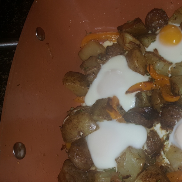 Cowboy Skillet: New Potato Medley, Italian Sausage & Eggs