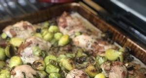 Chicken, Apple, and Brussels Sprout Sheet Pan Dinner