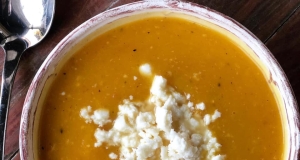 Pumpkin and Pear Bisque with Goat Cheese