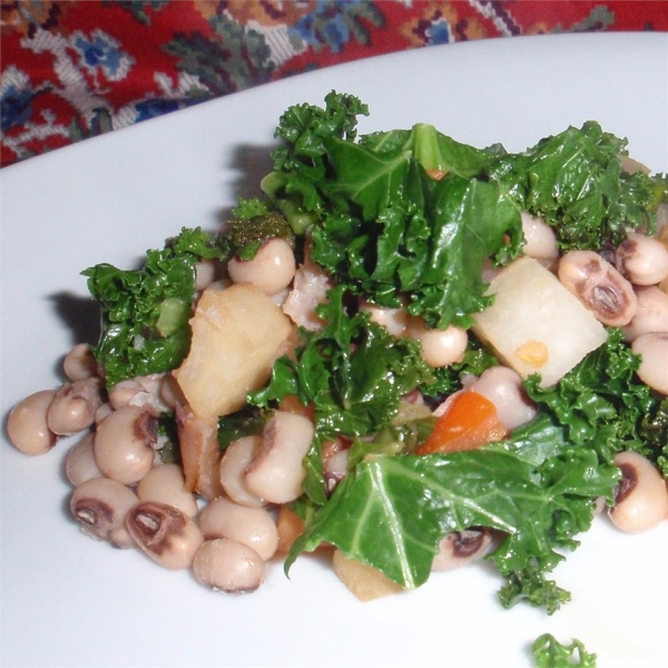 Black-Eyed Peas With Collard Greens and Turnips