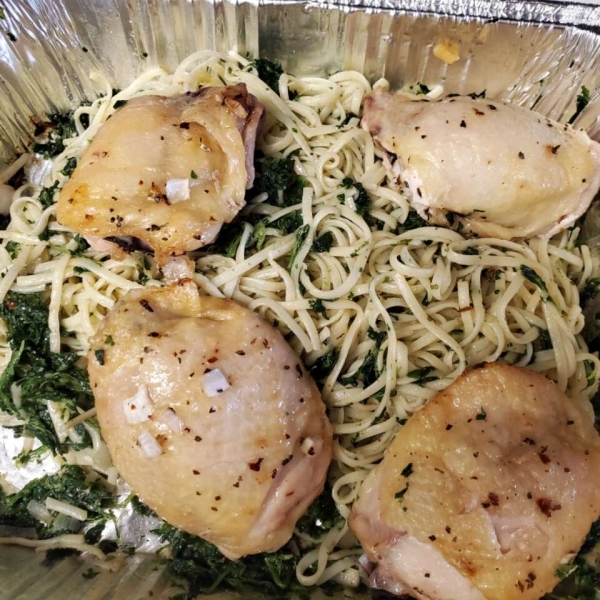 Oven Chicken and Linguini