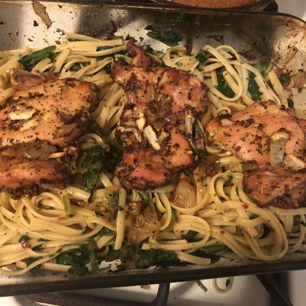 Oven Chicken and Linguini