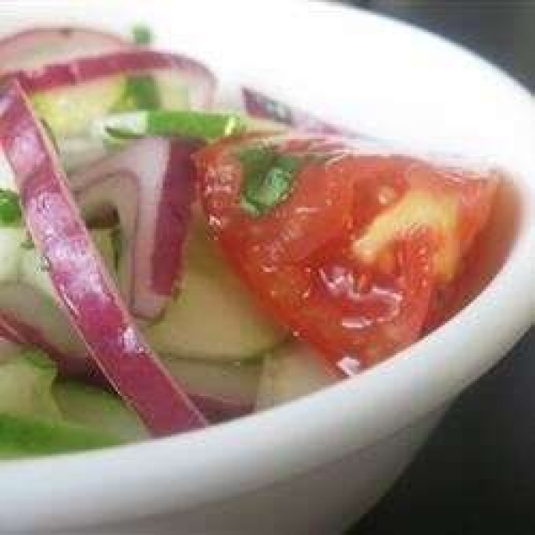 Cucumber Tomato Salad with Sweet Lime Vinaigrette