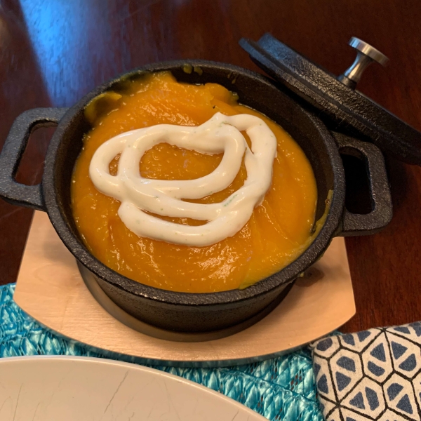 Curried Butternut Squash Soup with Lime Cream