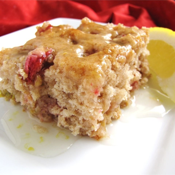 Rhubarb Spice Cake with Lemon Sauce