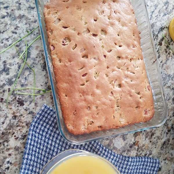 Rhubarb Spice Cake with Lemon Sauce