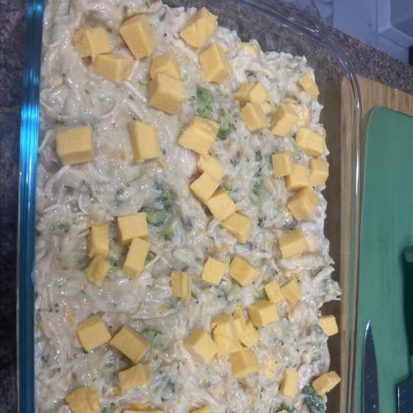 Broccoli, Rice, Cheese, and Chicken Casserole