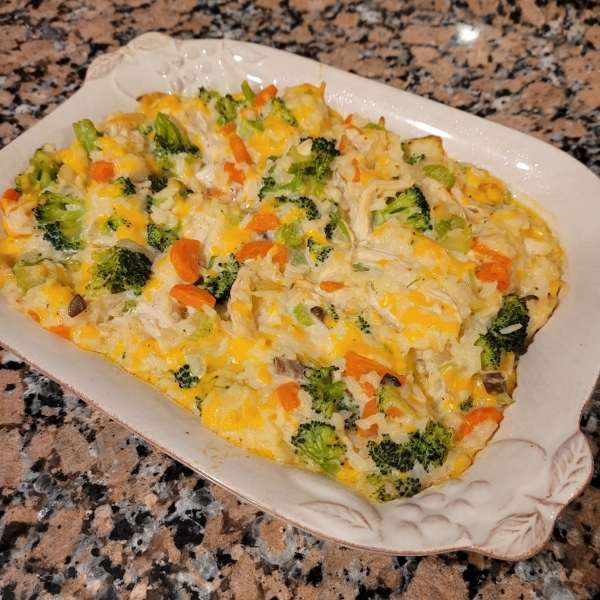 Broccoli, Rice, Cheese, and Chicken Casserole