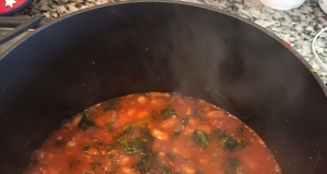 Turkey Garbanzo Bean and Kale Soup with Pasta