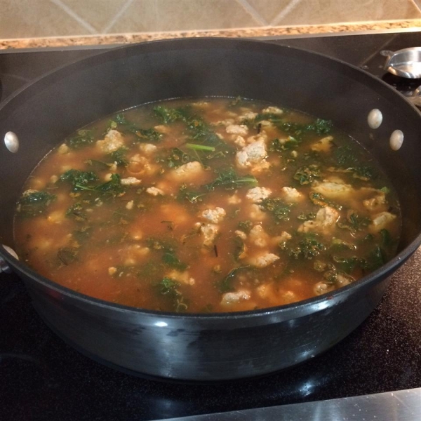 Turkey Garbanzo Bean and Kale Soup with Pasta