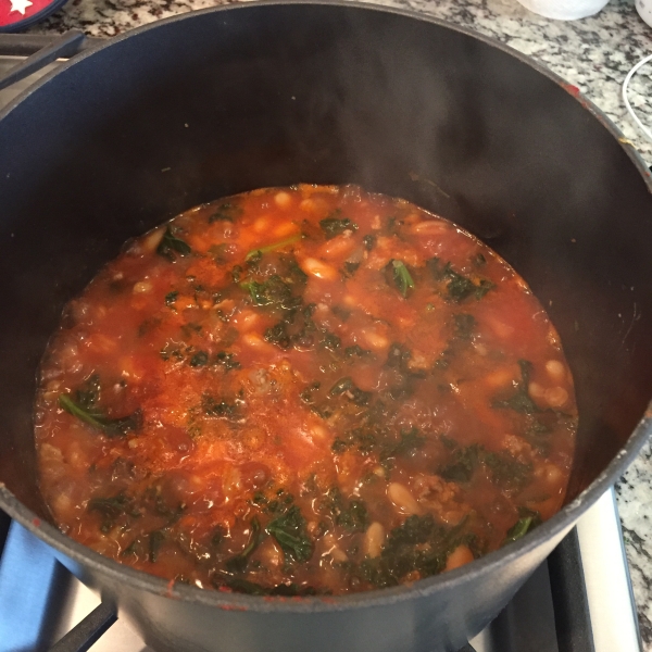 Turkey Garbanzo Bean and Kale Soup with Pasta