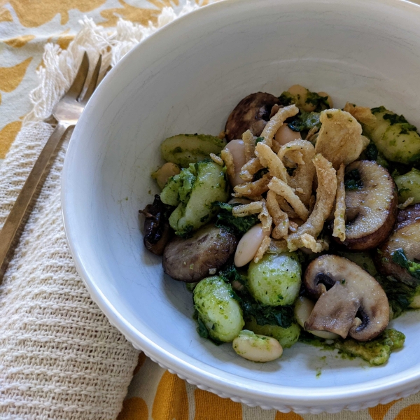 Vegan Gnocchi with Pesto, Spinach, and Cannellini Beans