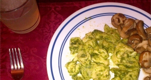 Cheese Tortellini with Walnut-Parsley Pesto