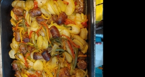 Sausage, Peppers, Onions, and Potato Bake