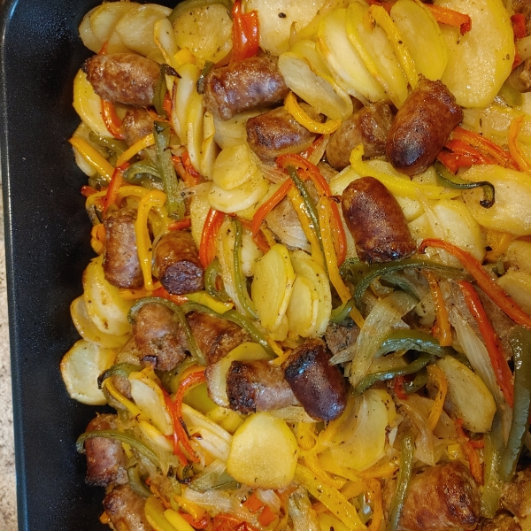 Sausage, Peppers, Onions, and Potato Bake