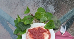 White Chocolate Panna Cotta with Stewed Strawberries