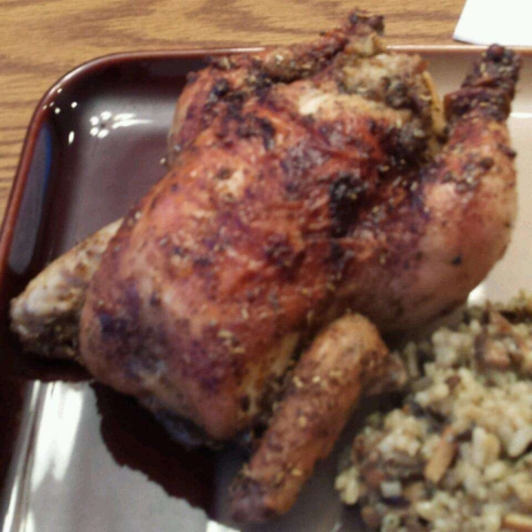 Game Hen Stuffed with Wild Rice and Mushrooms