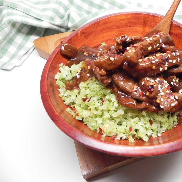 Beef and Riced Broccoli Bowl