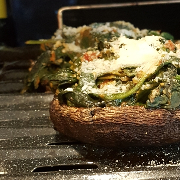 Spinach Stuffed Portobello Mushrooms with Avocado