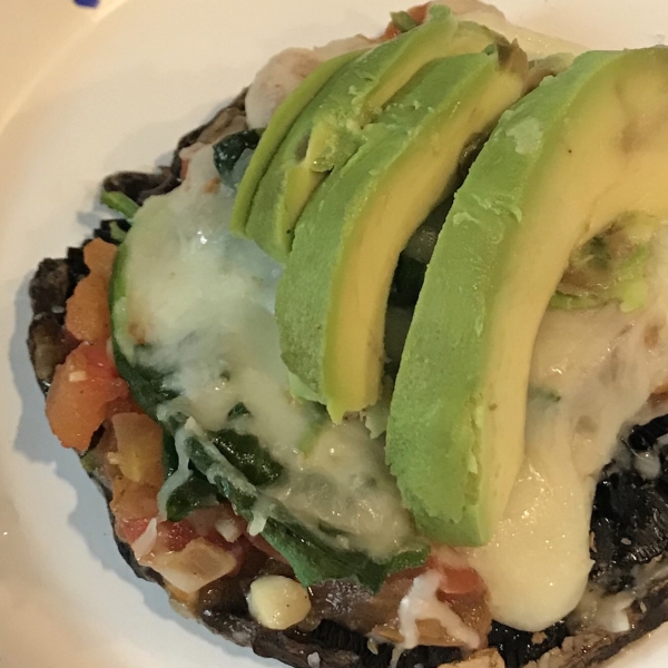 Spinach Stuffed Portobello Mushrooms with Avocado