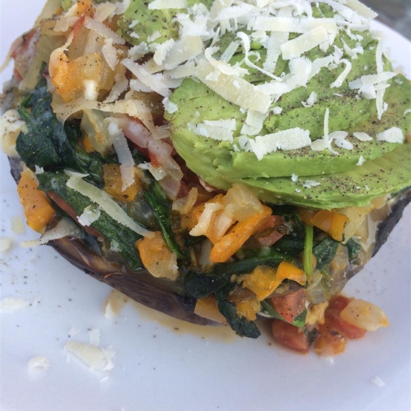 Spinach Stuffed Portobello Mushrooms with Avocado