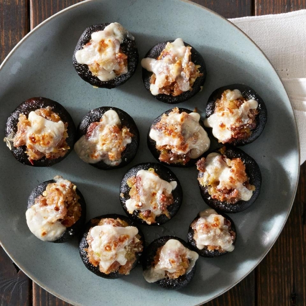 Stuffed Mushrooms, Leeks, White Beans and Pecans