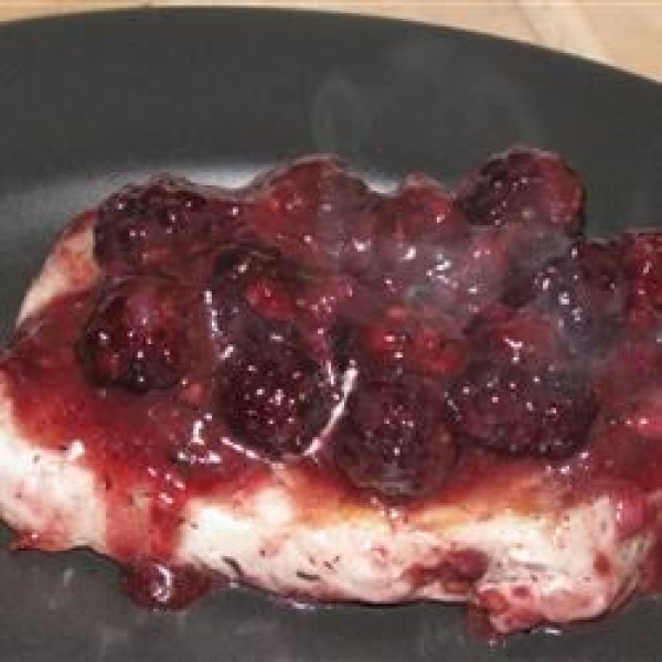 Pork Chops with Blackberry Port Sauce