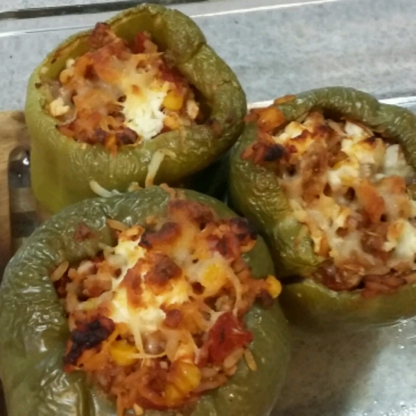 Feta and Turkey Stuffed Green Peppers