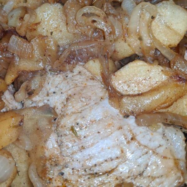 Autumn Apple Onion Pork Chops