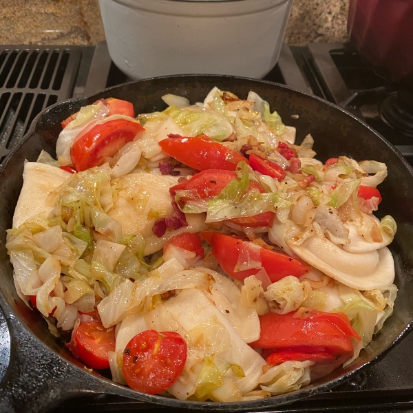 Pierogies and Cabbage