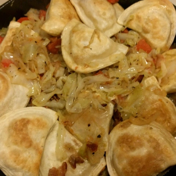 Pierogies and Cabbage