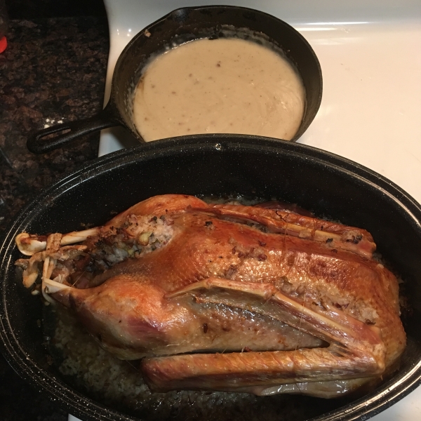 Roast Goose with Wild Rice Stuffing