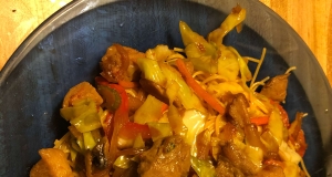 Sweet and Spicy Pork and Napa Cabbage Stir-Fry with Spicy Noodles