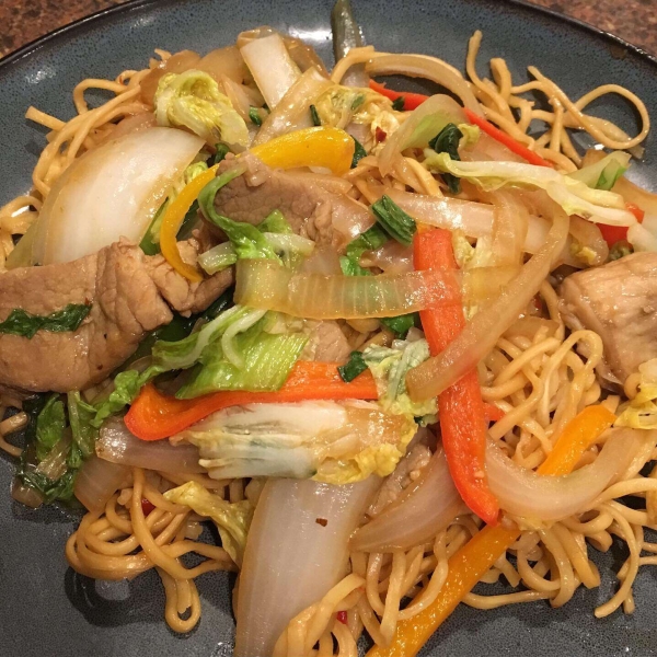 Sweet and Spicy Pork and Napa Cabbage Stir-Fry with Spicy Noodles