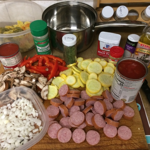 Sausage Stir Fry with Bow Tie Pasta