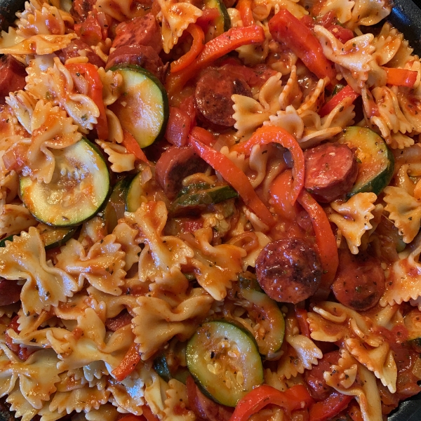 Sausage Stir Fry with Bow Tie Pasta