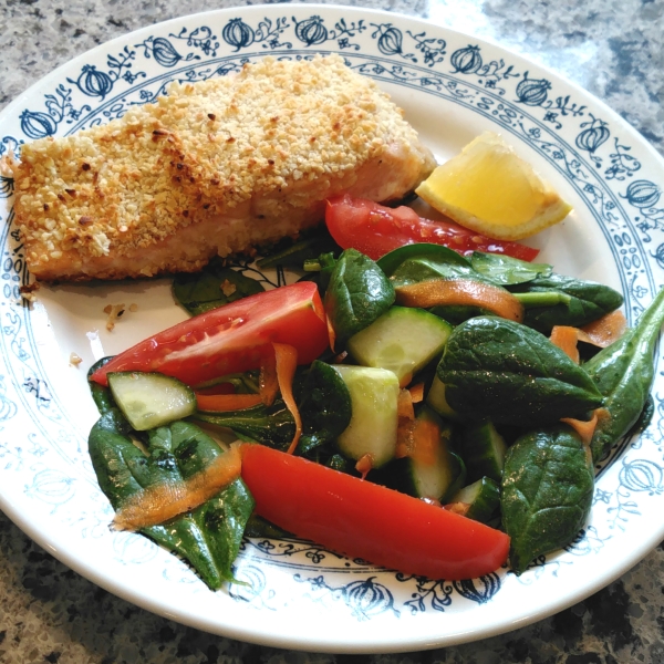 Almond-Crusted Salmon and Salad