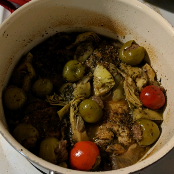 Spicy Mediterranean Chicken with Sausage-Stuffed Cherry Peppers