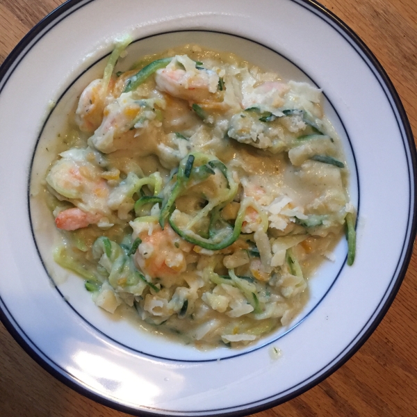 Zucchini Fettuccine with Cauliflower Alfredo and Peas